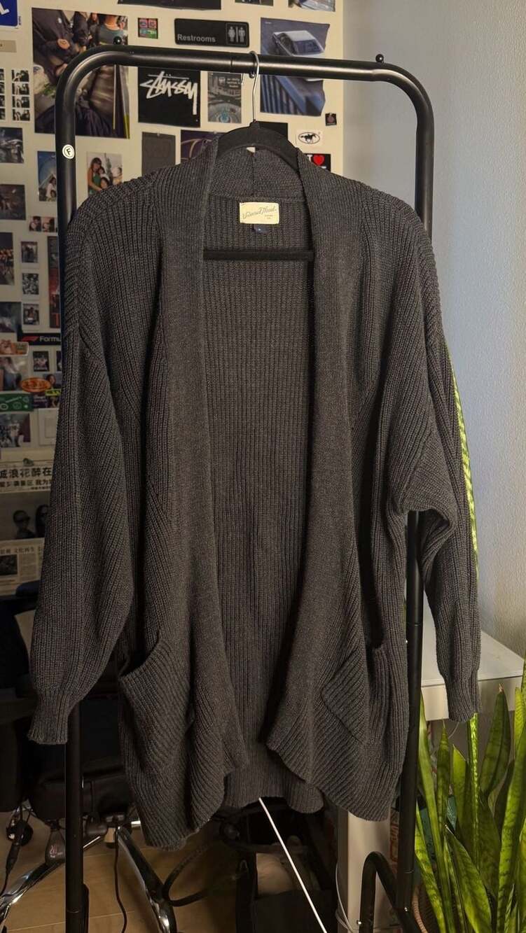Universal Thread Gray Open Front Knit Cardigan Sweater with Pockets Size XL